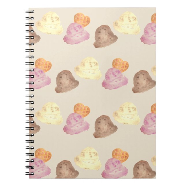 Cahier de cuillères de glace à l'aquarelle fantais (Devant)
