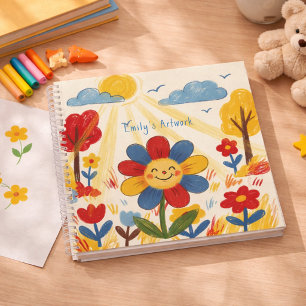 Cahier de dessin Fleur Souriante Mignonne pour Enf