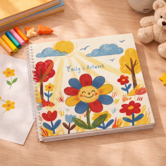 Cahier de dessin Fleur Souriante Mignonne pour Enf