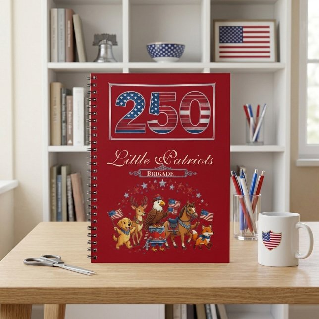 Cahier de devoirs Brigade des petits patriotes USA (USA 250 Animals Little Patriots Brigade Homework Notebook)