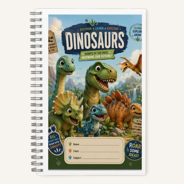 Cahier de dinosaure mignon | Couverture de cahier  (Recto)