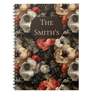 Cahier de famille élégant vintage à motif floral f