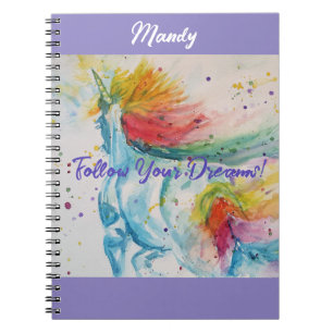 Cahier de fille licorne aquarelle