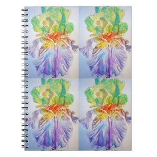 Cahier de fleurs à motif d'iris jaune violet