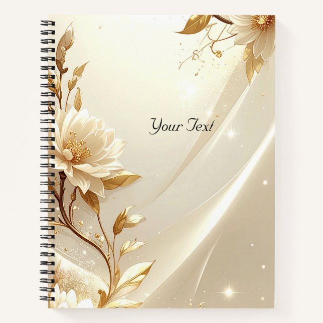 Cahier de Fleurs Blanches et Dorées (Devant)