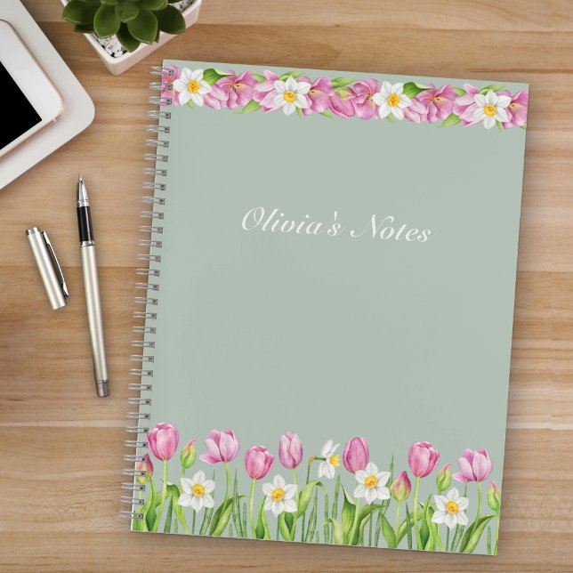 Cahier de fleurs de printemps Tulipes roses & Jonq (Créateur téléchargé)
