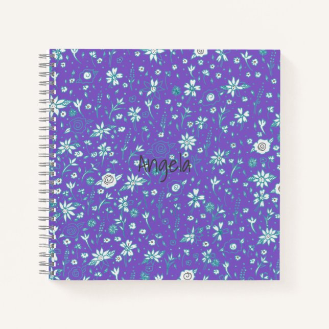 Cahier de fleurs doodle mignon personnalisable (Devant)