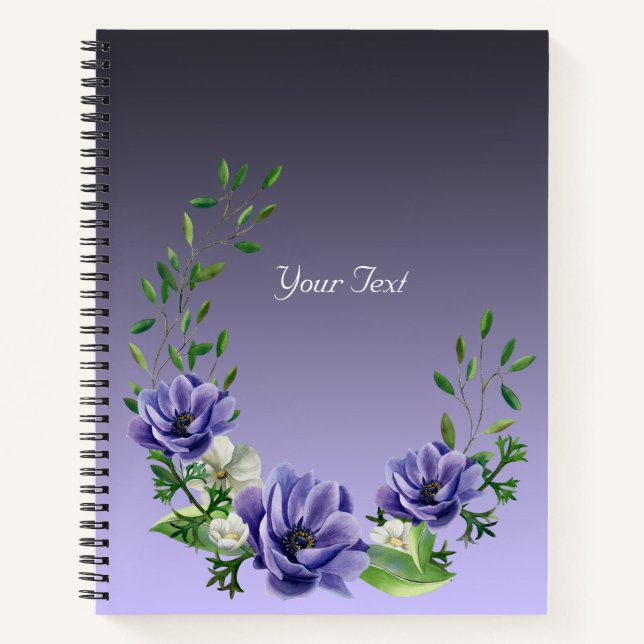 Cahier de fleurs violettes à l'aquarelle (Devant)