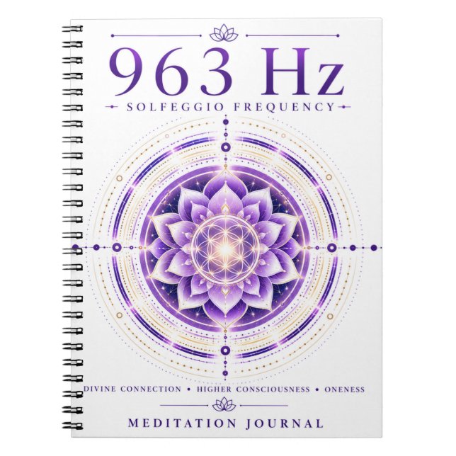 Cahier de fréquence Solfeggio 963 Hz – Connexion d (Devant)