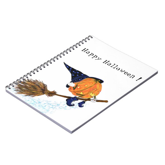 Cahier de Halloween Sorcière Citrouille Balai Vola (Côté gauche)