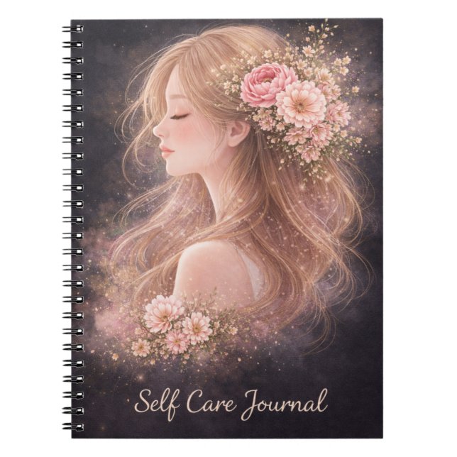 Cahier de Journal de Soins Personnels Floral | (Devant)