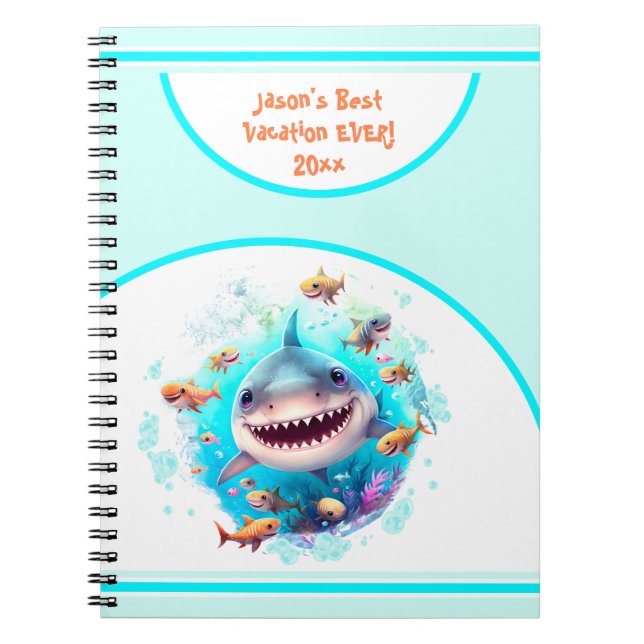 Cahier de journal de vacances d'été de requin mign (Devant)