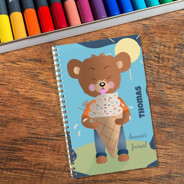 Cahier de journal d'été pour enfant mangeant une g (This cute summer journal will keep your creative child busy for hours .)