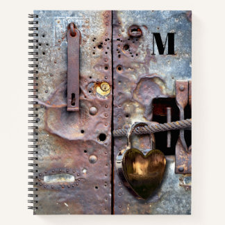 Cahier de journal intime métallisé grunge à cœur s