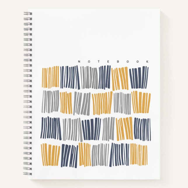 Cahier de lignes abstraites orange et gris (Devant)