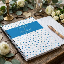 Cahier de mariage personnalisé Cœurs Bleus Bavaroi