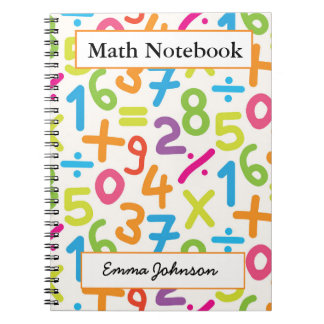 Cahier de maths personnalisé avec des nombres colo