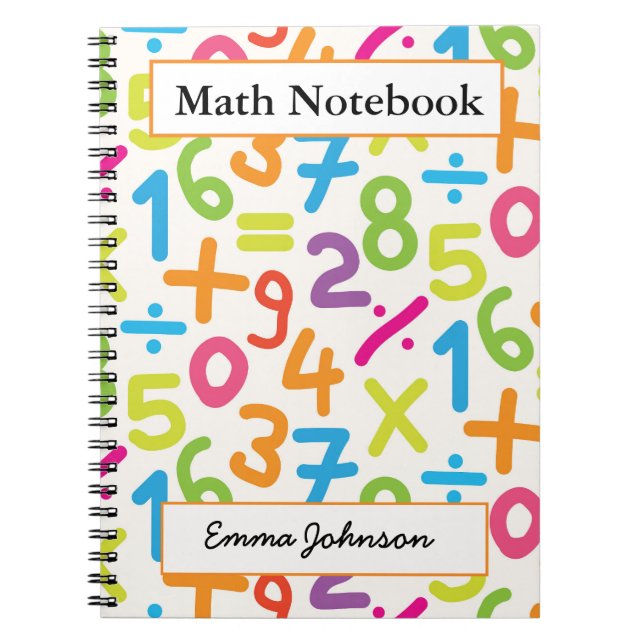 Cahier de maths personnalisé avec des nombres colo (Devant)