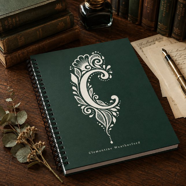 Cahier de monogramme botanique en linogravure à la (Créateur téléchargé)