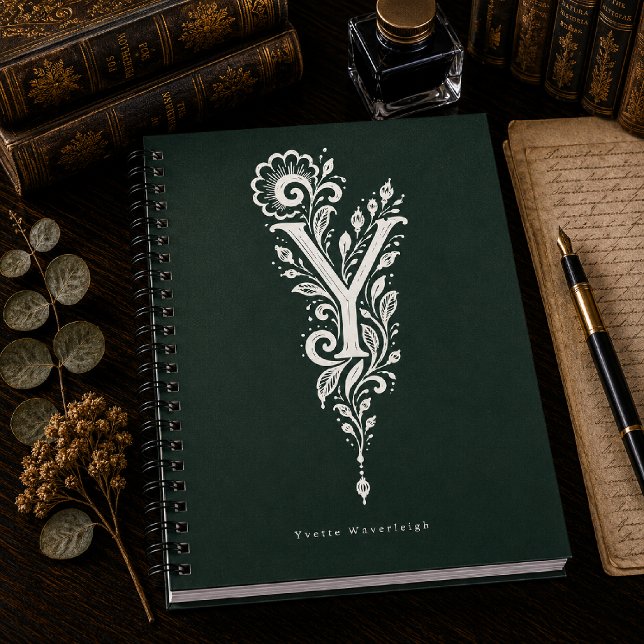Cahier de monogramme botanique en linogravure à la (Créateur téléchargé)