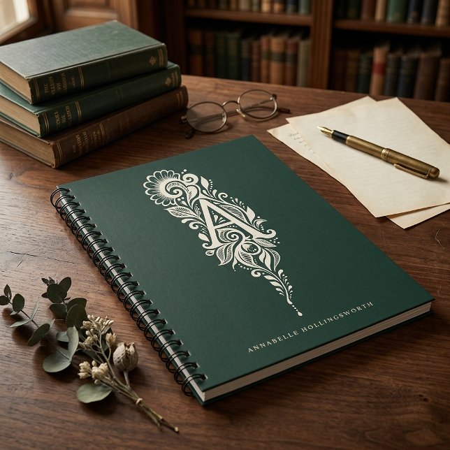 Cahier de monogramme botanique en linogravure Lett (Créateur téléchargé)