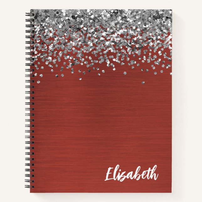 Cahier de monogramme en métal brossé avec paillett (Devant)