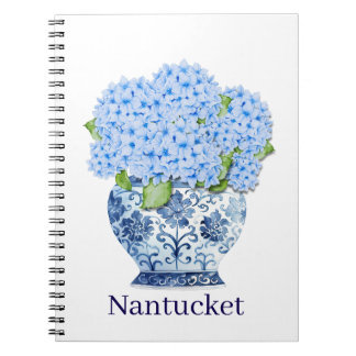Cahier de Nantucket à motifs floraux bleu et blanc