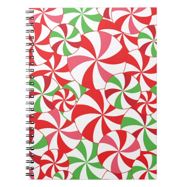 Cahier de Noël Bâton de Bonbon Rouge et Vert (Devant)