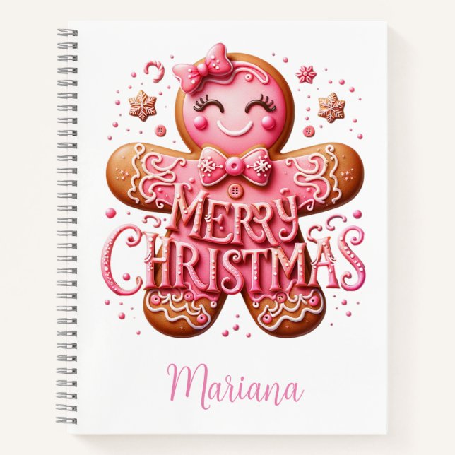 Cahier de Noël en pain d'épices rose (Devant)