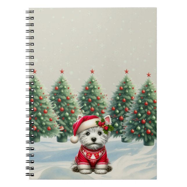 Cahier de Noël Westie en chapeau d'hiver (Devant)