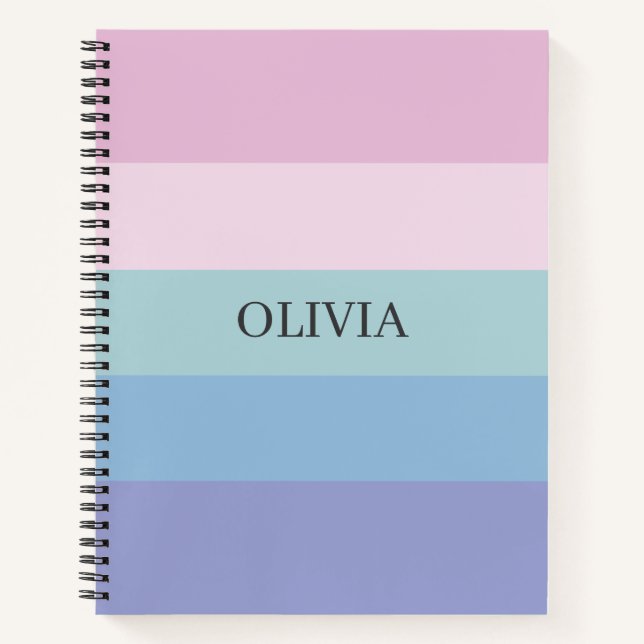 Cahier de nom Olivia pastel ciel rose (Devant)