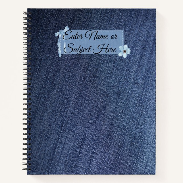 Cahier de nom personnalisable Chat Noir Denim Vint (Devant)