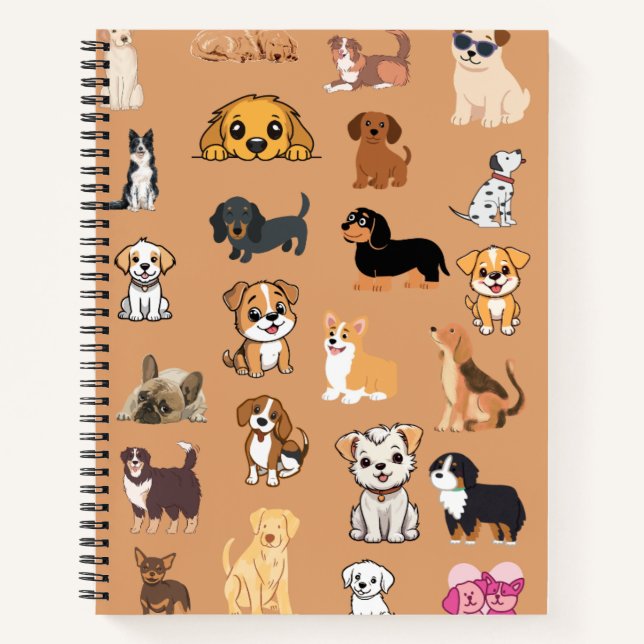 Cahier de notes à monogramme avec un motif de chie (Devant)