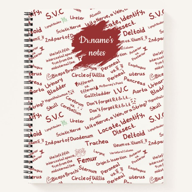 Cahier de notes à motif de doodle d'anatomie médic (Devant)
