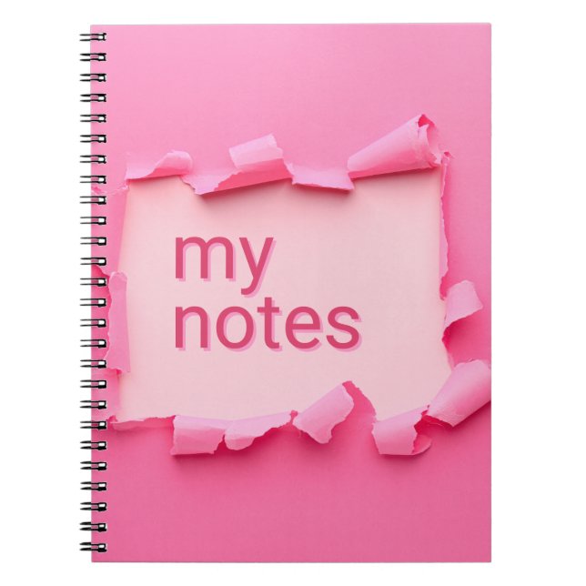 Cahier de notes à spirale trou rose (Devant)