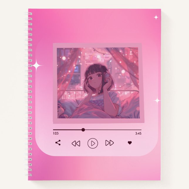 Cahier de notes Anime Lo-fi Girl Music Player (Devant)