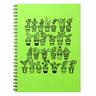 Cahier de notes avec de mignonnes plantes vertes e