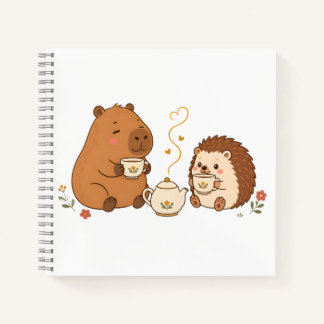 Cahier de notes Capybara et Hérisson à l'heure du 