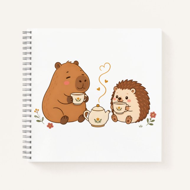 Cahier de notes Capybara et Hérisson à l'heure du  (Devant)