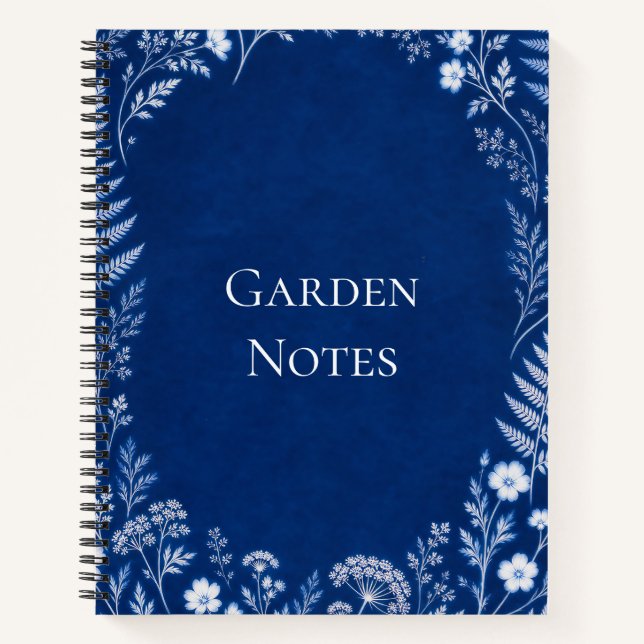 Cahier de notes de jardin bleu botanique (Devant)
