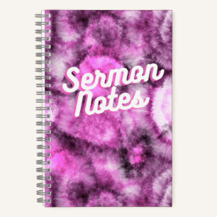 Cahier de notes de sermon à motif tie dye rose