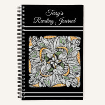 Cahier de notes doodle organique moderne avec nom