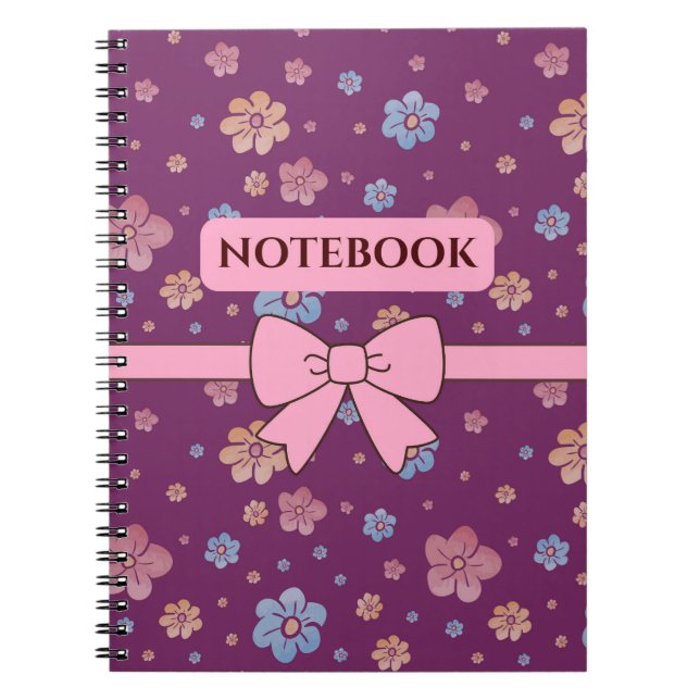 Cahier de notes esthétique floral rose et violet j (Devant)