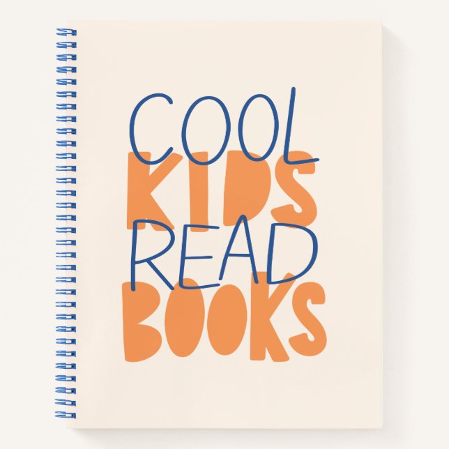 Cahier de notes Orange et Bleu Typo Cool Kids Read (Devant)