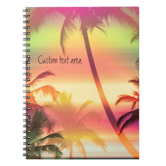 Cahier de notes Palmiers Chaleur Tropicale Rose (Devant)