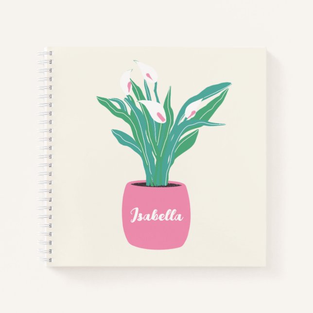 Cahier de notes personnalisé avec plante de paix e (Devant)