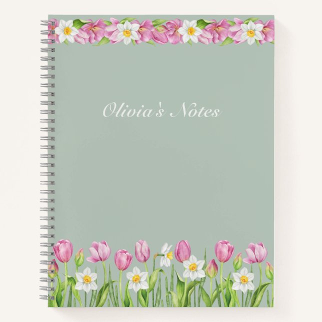 Cahier de notes sur les fleurs de printemps Tulipe (Devant)