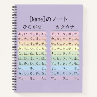 Cahier de notes violet Hiragana et Katakana japona