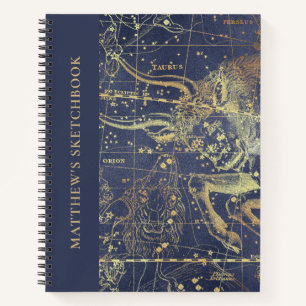 Cahier de nuit étoilé astrologique avec nom