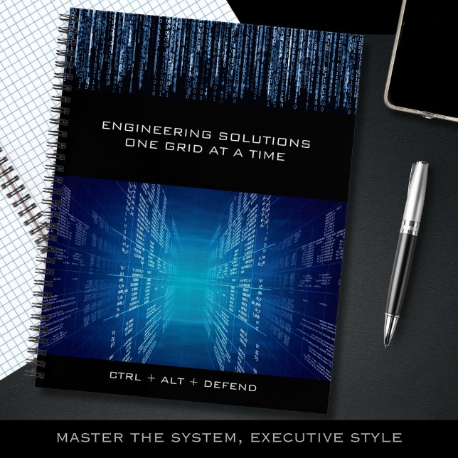 Cahier de papier graphique technique cybernétique  (Master the system, executive style with a high-tech graph paper notebook)